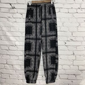 Wesc Conspiracy Unisex Jogger Pants Mens's XS Women's S Black‎ Paisley Geometric